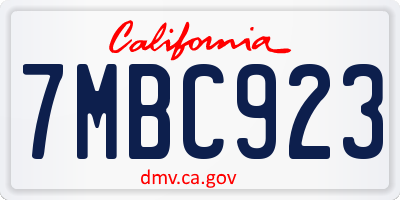 CA license plate 7MBC923