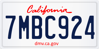 CA license plate 7MBC924
