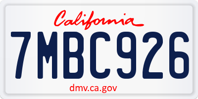 CA license plate 7MBC926