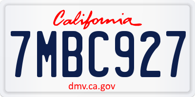 CA license plate 7MBC927