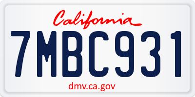CA license plate 7MBC931
