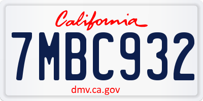 CA license plate 7MBC932