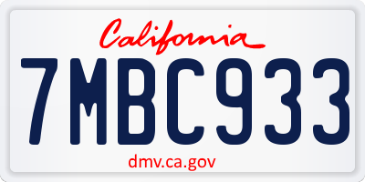 CA license plate 7MBC933