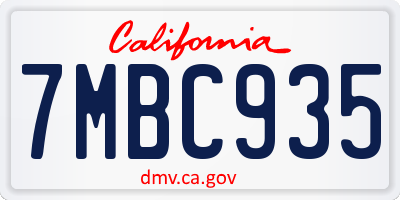 CA license plate 7MBC935