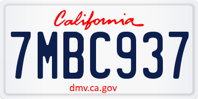 CA license plate 7MBC937