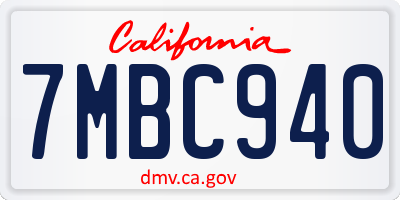 CA license plate 7MBC940