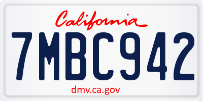 CA license plate 7MBC942