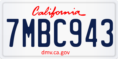 CA license plate 7MBC943