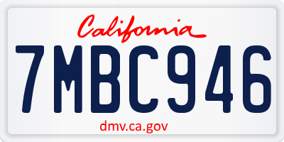 CA license plate 7MBC946