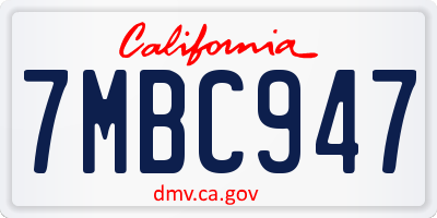 CA license plate 7MBC947