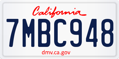CA license plate 7MBC948