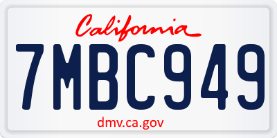 CA license plate 7MBC949