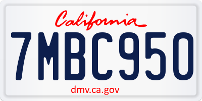 CA license plate 7MBC950