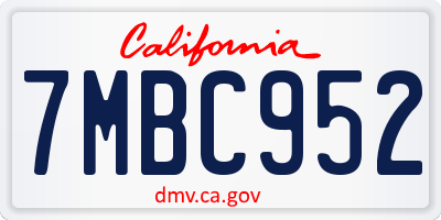 CA license plate 7MBC952