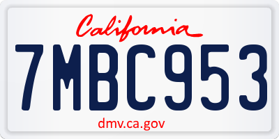 CA license plate 7MBC953