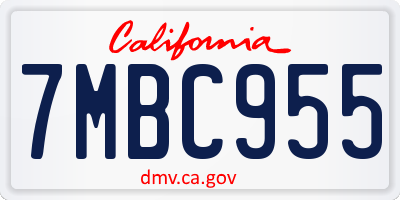 CA license plate 7MBC955