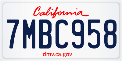 CA license plate 7MBC958