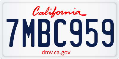 CA license plate 7MBC959