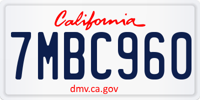 CA license plate 7MBC960