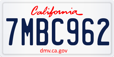 CA license plate 7MBC962