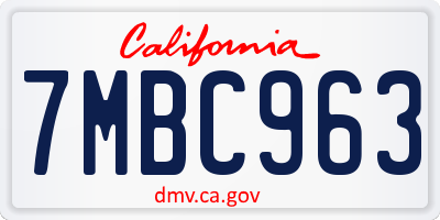 CA license plate 7MBC963