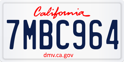 CA license plate 7MBC964