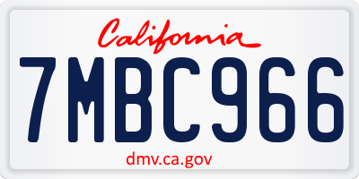CA license plate 7MBC966