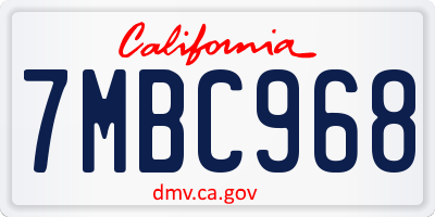 CA license plate 7MBC968
