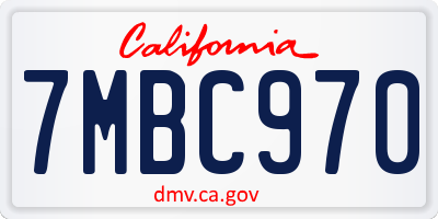 CA license plate 7MBC970