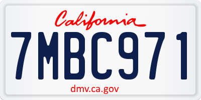 CA license plate 7MBC971
