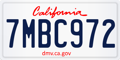 CA license plate 7MBC972