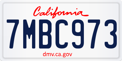 CA license plate 7MBC973