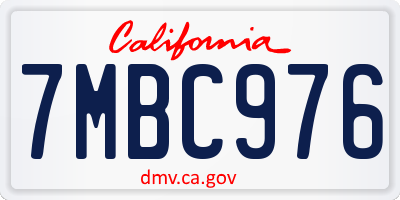 CA license plate 7MBC976