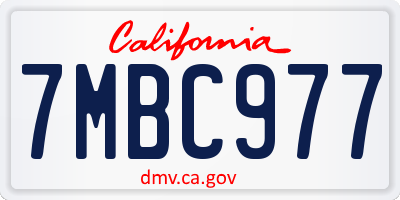 CA license plate 7MBC977