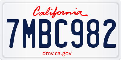 CA license plate 7MBC982