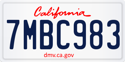 CA license plate 7MBC983
