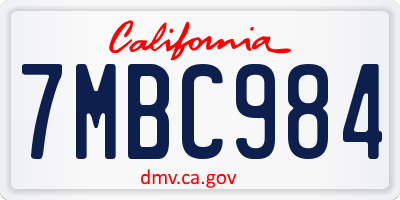 CA license plate 7MBC984