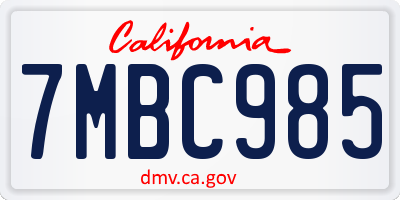 CA license plate 7MBC985