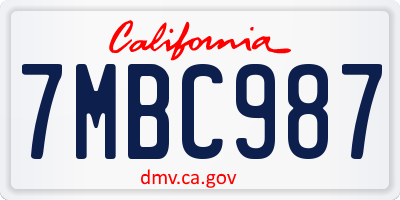 CA license plate 7MBC987