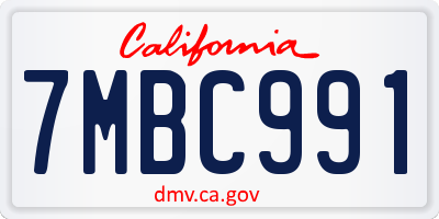 CA license plate 7MBC991