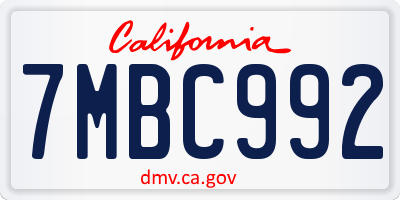 CA license plate 7MBC992