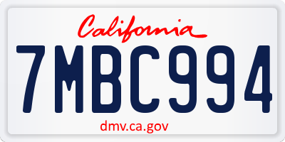 CA license plate 7MBC994