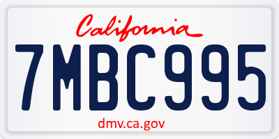 CA license plate 7MBC995