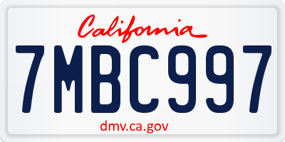 CA license plate 7MBC997