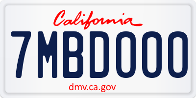 CA license plate 7MBD000