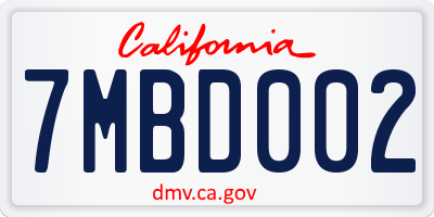 CA license plate 7MBD002