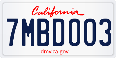 CA license plate 7MBD003