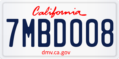 CA license plate 7MBD008