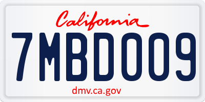 CA license plate 7MBD009