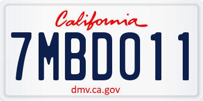 CA license plate 7MBD011